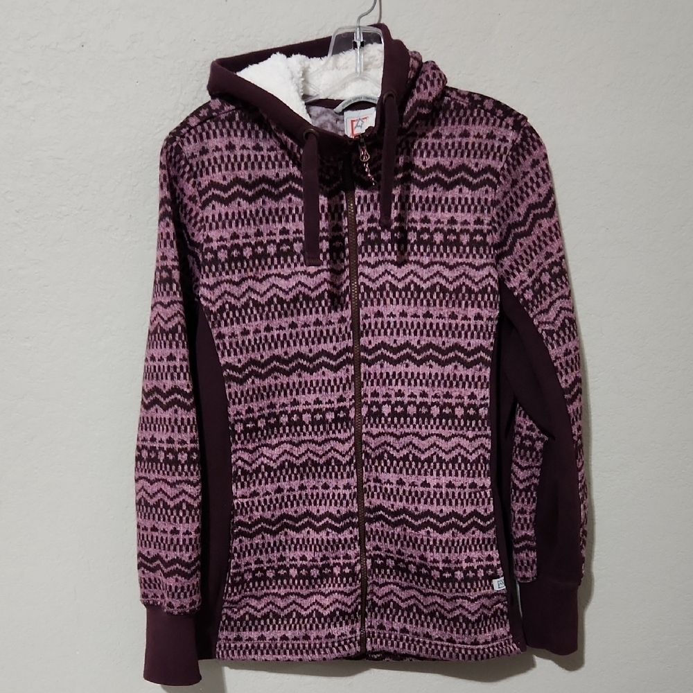 Avalanche Jacket hoodie Womens size L Maroon Gray Cabincore